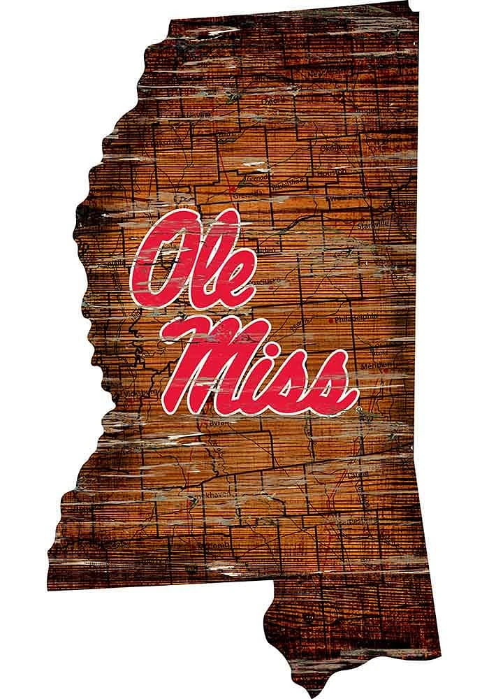 Ole Miss Rebels Mini Roadmap State Sign - Blue