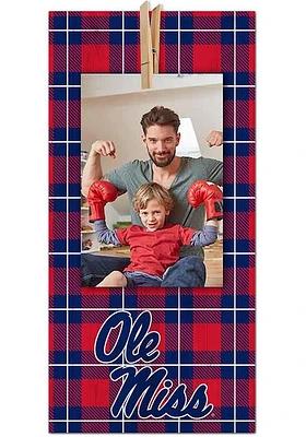 Ole Miss Rebels Plaid Clothespin Sign - Blue