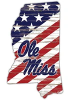 Ole Miss Rebels 12 Inch USA State Cutout Sign - Blue