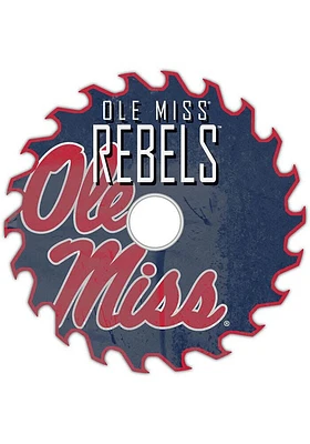Ole Miss Rebels Rust Circular Saw Sign - Blue