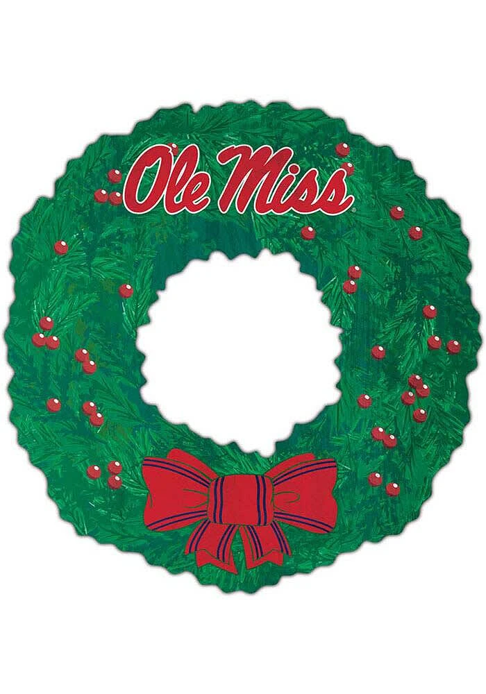 Ole Miss Rebels Team Wreath 16 Inch Sign - Blue