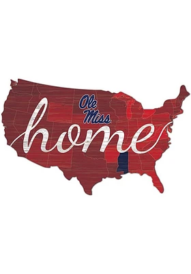 Ole Miss Rebels USA Shape Cutout Sign - Blue