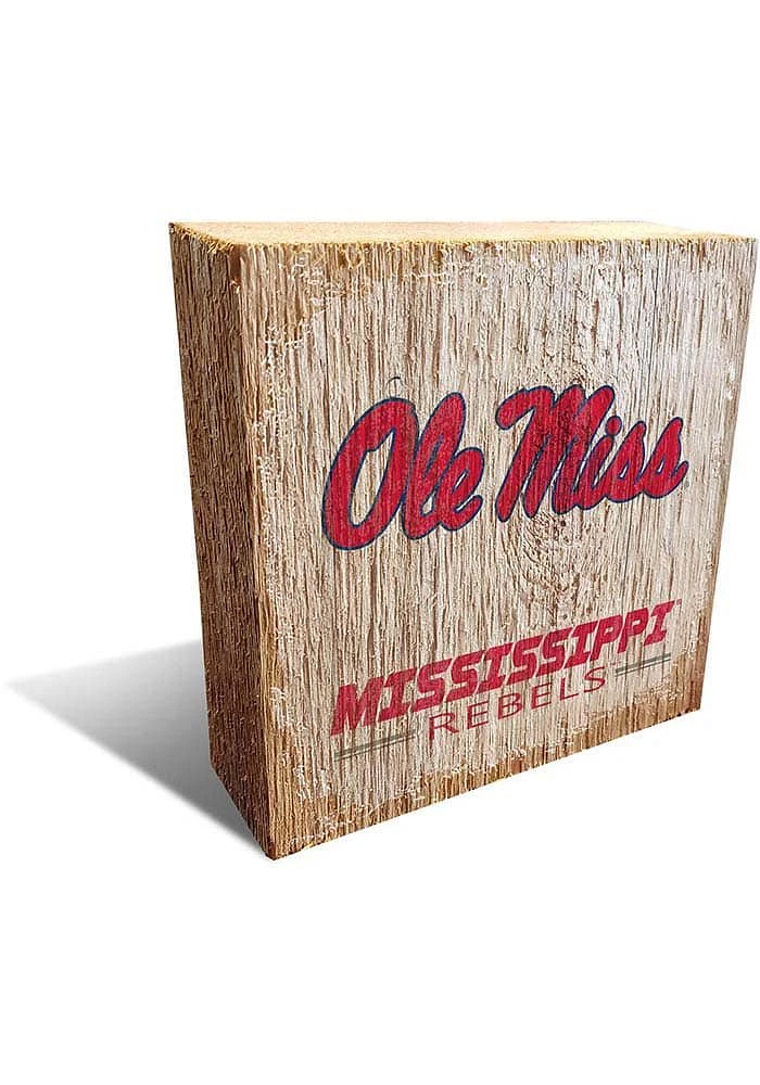 Ole Miss Rebels Logo Block Sign - Blue