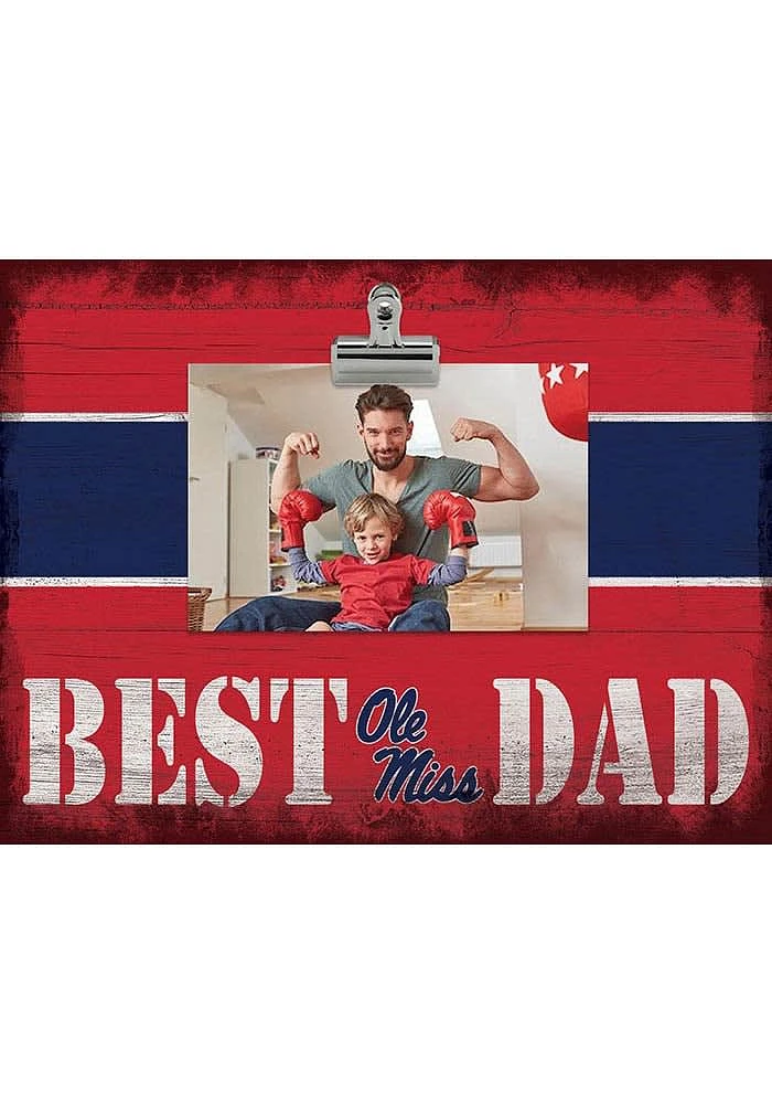 Ole Miss Rebels Best Dad Striped Clip Picture Frame - Blue