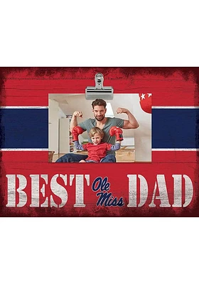Ole Miss Rebels Best Dad Striped Clip Picture Frame - Blue