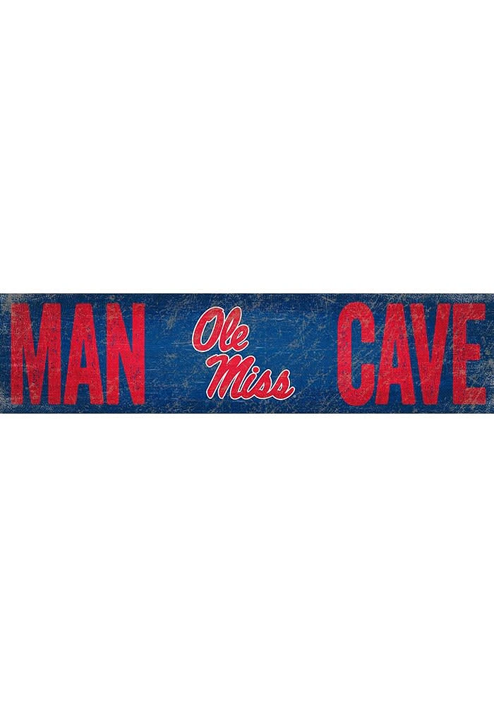 Ole Miss Rebels Man Cave 6x24 Sign - Blue