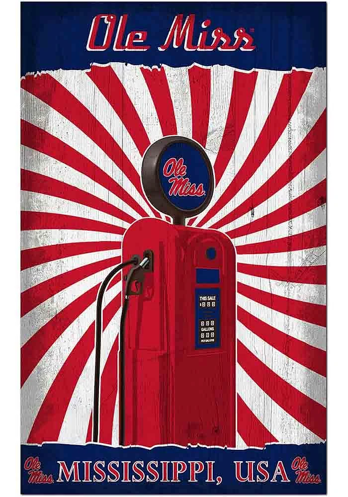 Ole Miss Rebels Retro Pump Location Sign - Blue