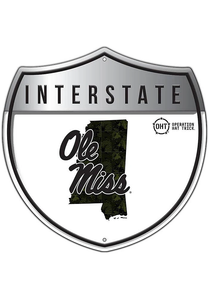 Ole Miss Rebels 24in OHT Camo Interstate Sign - Blue