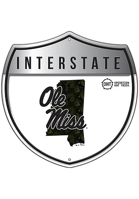 Ole Miss Rebels 24in OHT Camo Interstate Sign - Blue