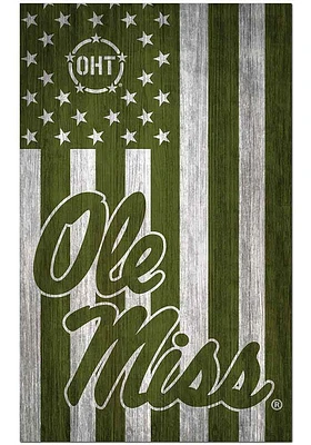 Ole Miss Rebels 11x19 OHT Military Flag Sign - Blue