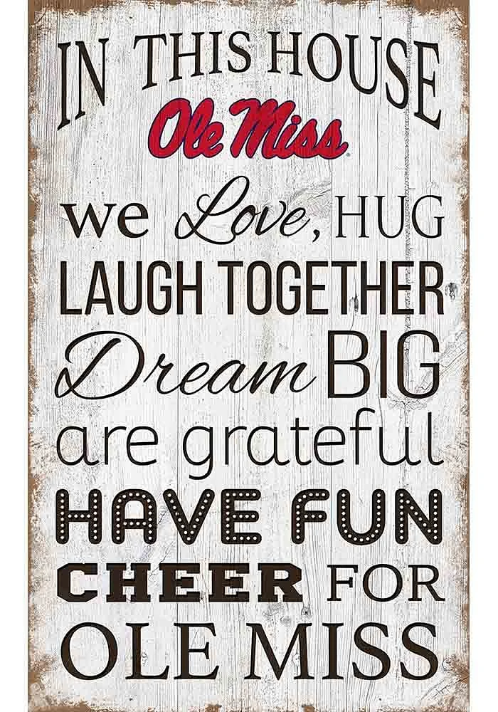 Ole Miss Rebels In This House 11x19 Sign - Blue