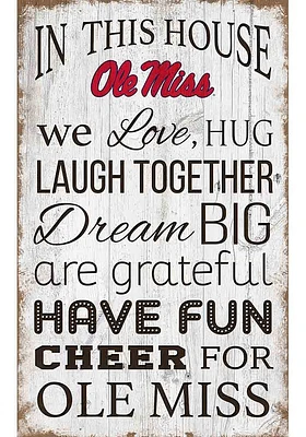 Ole Miss Rebels In This House 11x19 Sign - Blue