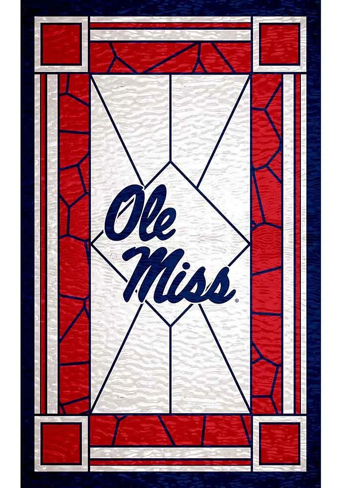 Ole Miss Rebels Stained Glass Sign - Blue