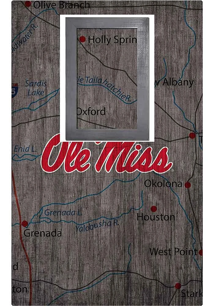 Ole Miss Rebels City Map Sign - Blue