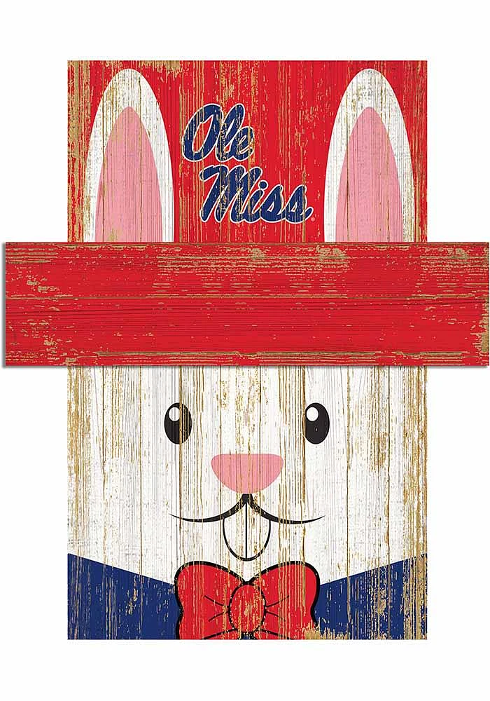 Ole Miss Rebels Easter Bunny Head Sign - Blue