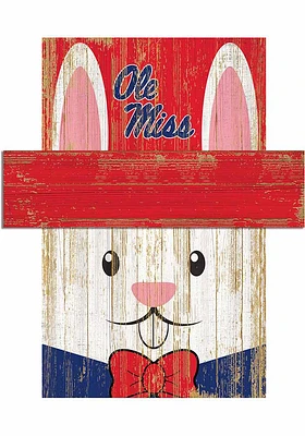 Ole Miss Rebels Easter Bunny Head Sign - Blue