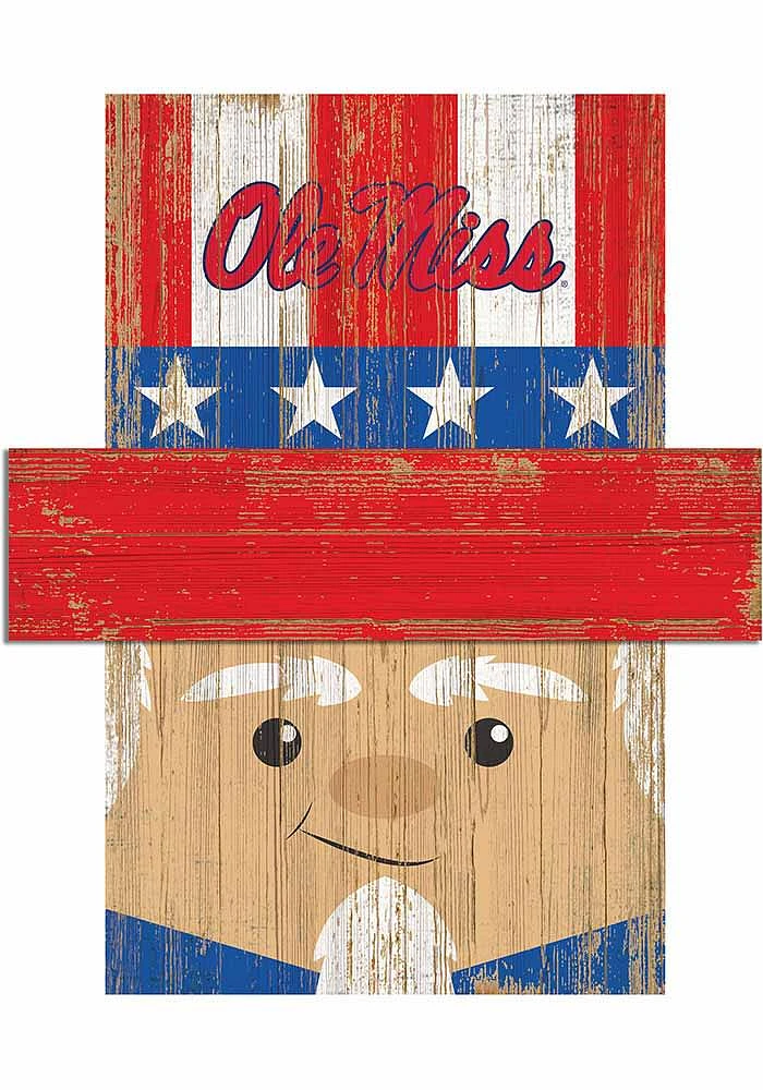 Ole Miss Rebels Patriotic Head Sign - Blue