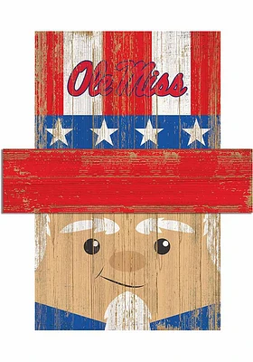 Ole Miss Rebels Patriotic Head Sign - Blue