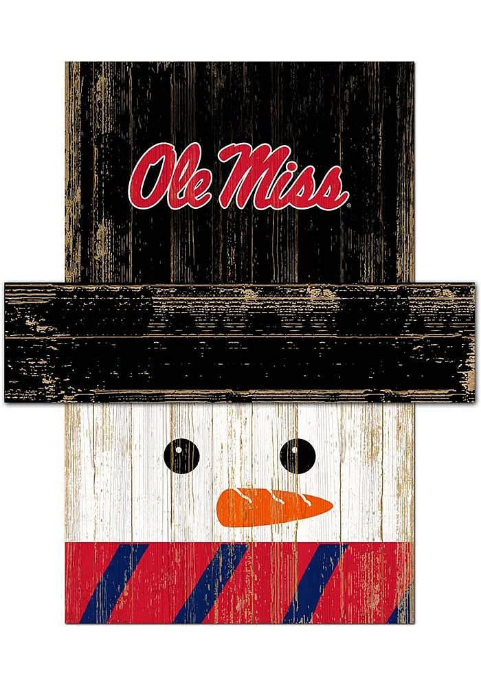 Ole Miss Rebels Snowman Head Sign - Blue