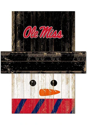 Ole Miss Rebels Snowman Head Sign - Blue