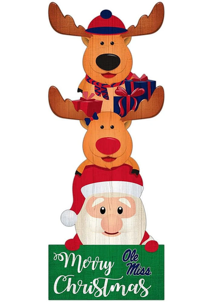 Ole Miss Rebels 31 Inch Santa Stack Leaner Sign - Blue