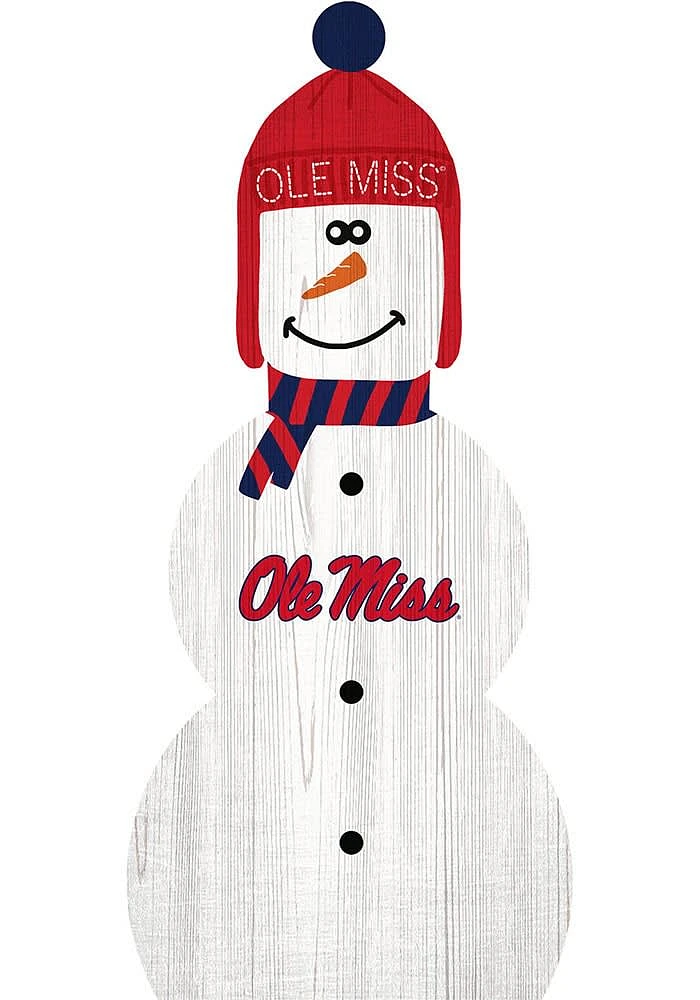 Ole Miss Rebels Snowman Leaner Sign - Blue