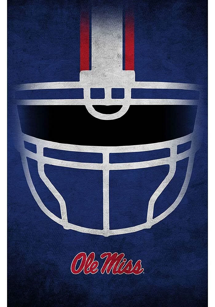 Ole Miss Rebels Ghost Helmet 17x26 Sign - Blue