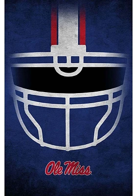 Ole Miss Rebels Ghost Helmet 17x26 Sign - Blue