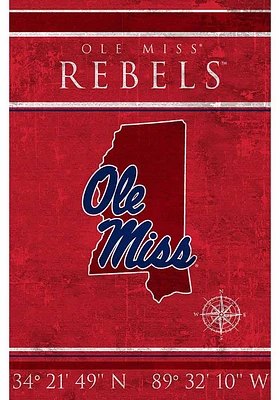 Ole Miss Rebels Coordinates 17x26 Sign - Blue