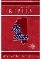Ole Miss Rebels Coordinates 17x26 Sign - Blue