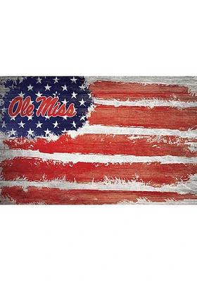 Ole Miss Rebels Flag 17x26 Sign - Blue
