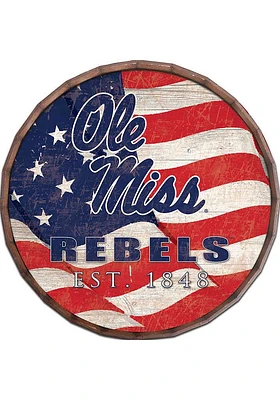 Ole Miss Rebels Flag 24 Inch Barrel Top Sign - Blue