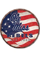 Ole Miss Rebels Flag 24 Inch Barrel Top Sign - Blue