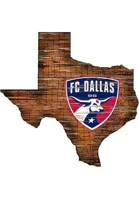 FC Dallas Distressed State 24 Inch Sign - Brown