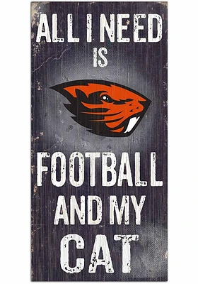 Oregon State Beavers Football and My Cat Sign - Orange