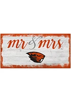 Oregon State Beavers Script Mr and Mrs Sign - Orange