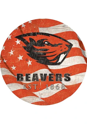 Oregon State Beavers 24in Flag Circle Sign - Orange