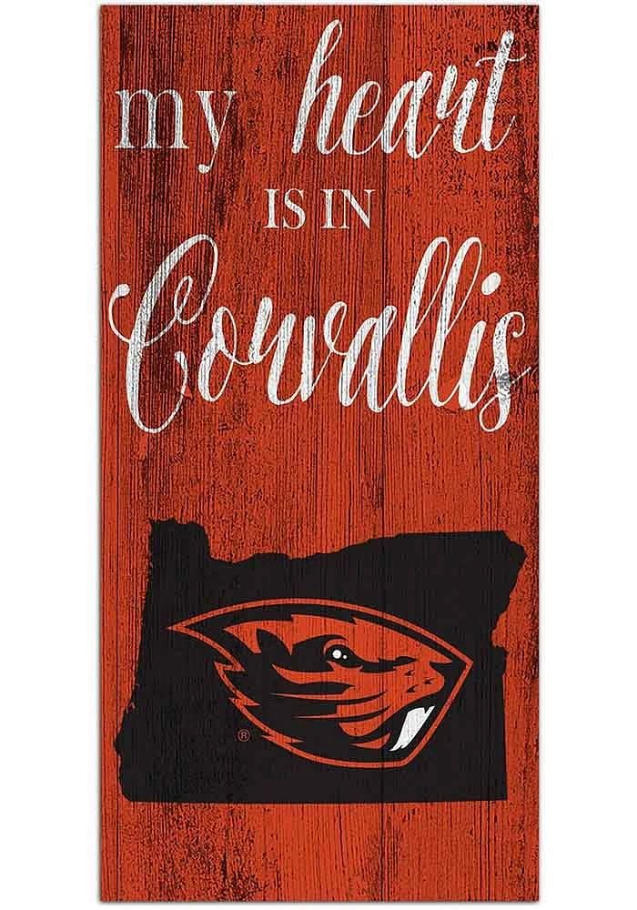 Oregon State Beavers My Heart State Sign - Orange