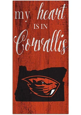 Oregon State Beavers My Heart State Sign - Orange
