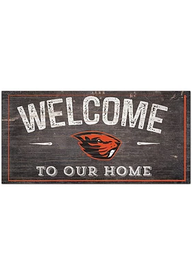 Oregon State Beavers Welcome Distressed Sign - Orange