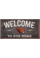 Oregon State Beavers Welcome Distressed Sign - Orange