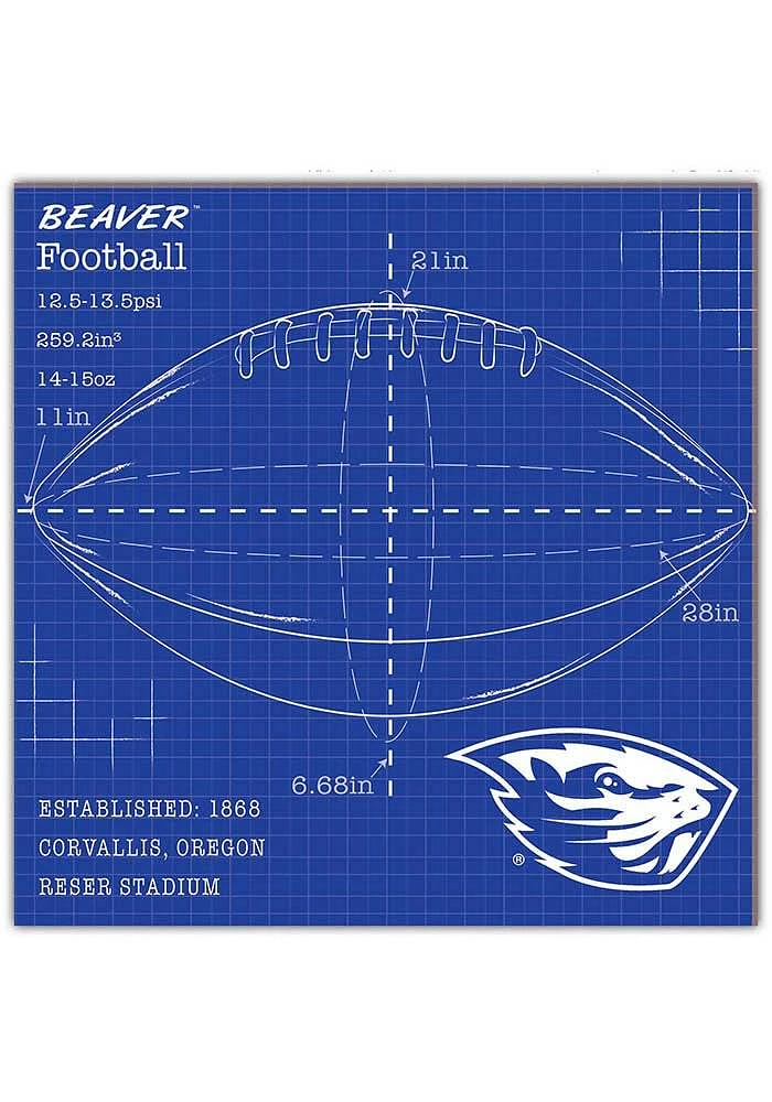 Oregon State Beavers Ball Blueprint Sign - Orange