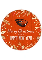 Oregon State Beavers Merry Christmas and New Year Circle Sign - Orange