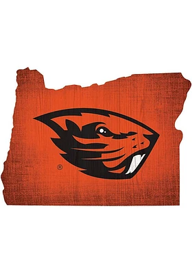 Oregon State Beavers State Cutout Sign - Orange