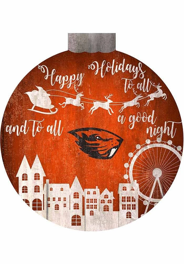 Oregon State Beavers Christmas Village Sign - Orange