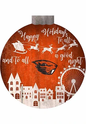Oregon State Beavers Christmas Village Sign - Orange