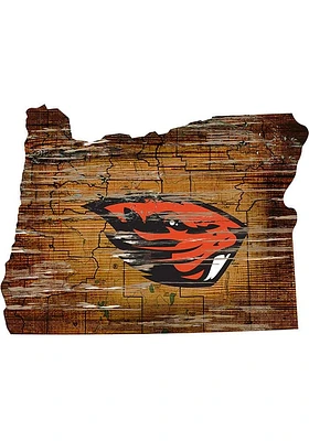 Oregon State Beavers Mini Roadmap State Sign - Orange