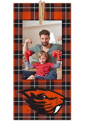 Oregon State Beavers Plaid Clothespin Sign - Orange