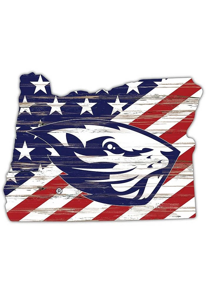 Oregon State Beavers 12 Inch USA State Cutout Sign - Orange