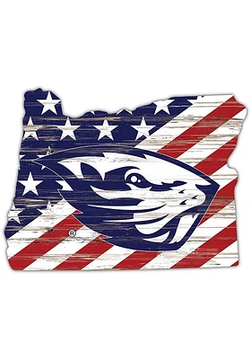 Oregon State Beavers 12 Inch USA State Cutout Sign - Orange